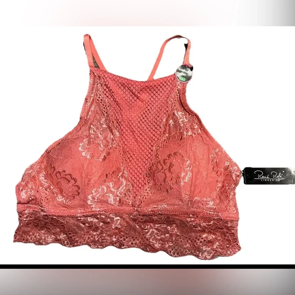 Women’s Size Large & medium Bra Padded Pink Lace Lingerie Rene Rofe Nylon $28 - Picture 3 of 7